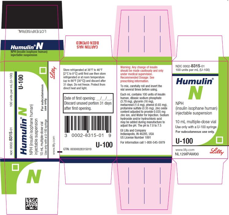 PACKAGE CARTON – HUMULIN N Vial 10 mL 1ct
