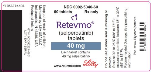 PACKAGE LABEL –  Retevmo 40mg Tablets - 60 Count Bottle