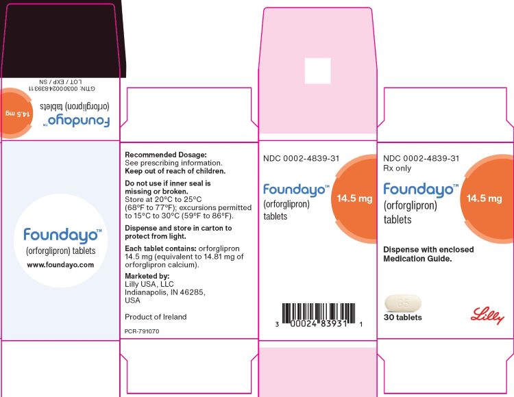 FOUNDAYO (orforglipron) tablets 14.5 mg 30 count Package
