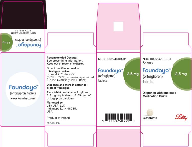 FOUNDAYO (orforglipron) tablets 2.5 mg 30 count Package
