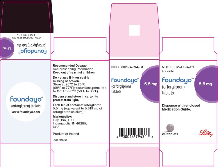 FOUNDAYO (orforglipron) tablets 5.5 mg 30 count Package
