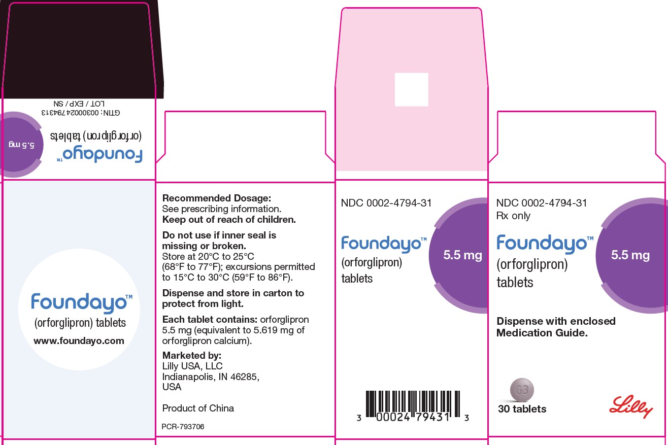 FOUNDAYO (orforglipron) tablets 5.5 mg 30 count Package
