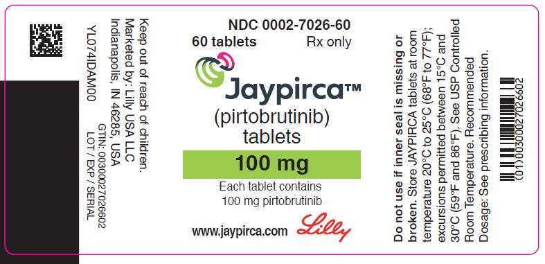 PACKAGE LABEL – JAYPIRCA 100 mg Tablets, 30 count bottle

