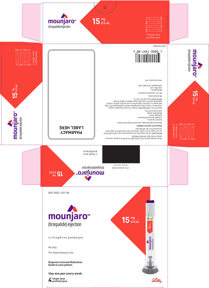 PACKAGE LABEL - Mounjaro™, 15 mg/0.5 mL, Carton, 4 Single-Dose Pens
