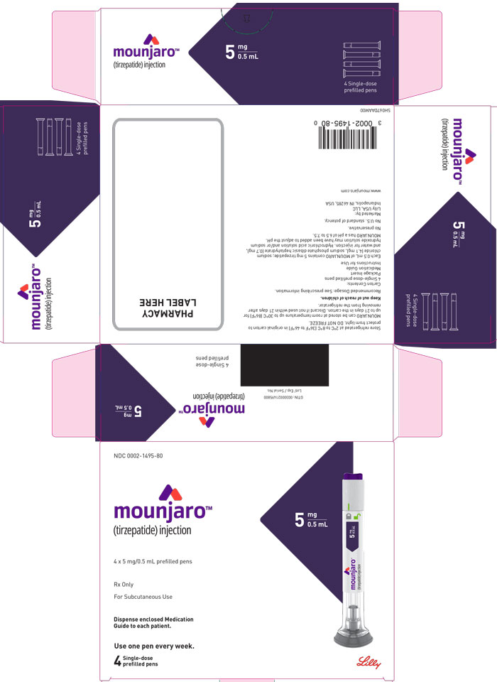 PACKAGE LABEL - Mounjaro™, 5 mg/0.5 mL, Carton, 4 Single-Dose Pens
