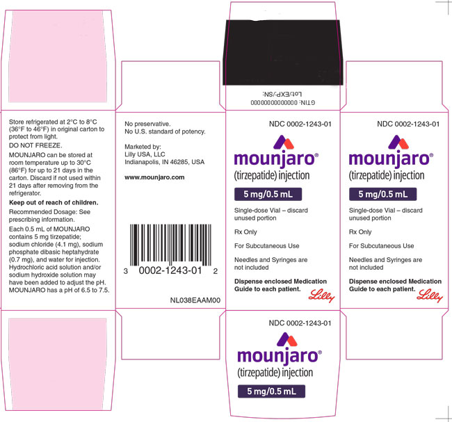 PACKAGE LABEL - Mounjaro™, 5 mg/0.5 mL, Single-dose Vial
