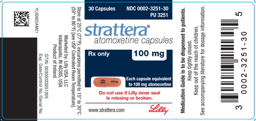 PACKAGE LABEL - STRATTERA 100 mg bottle of 30

