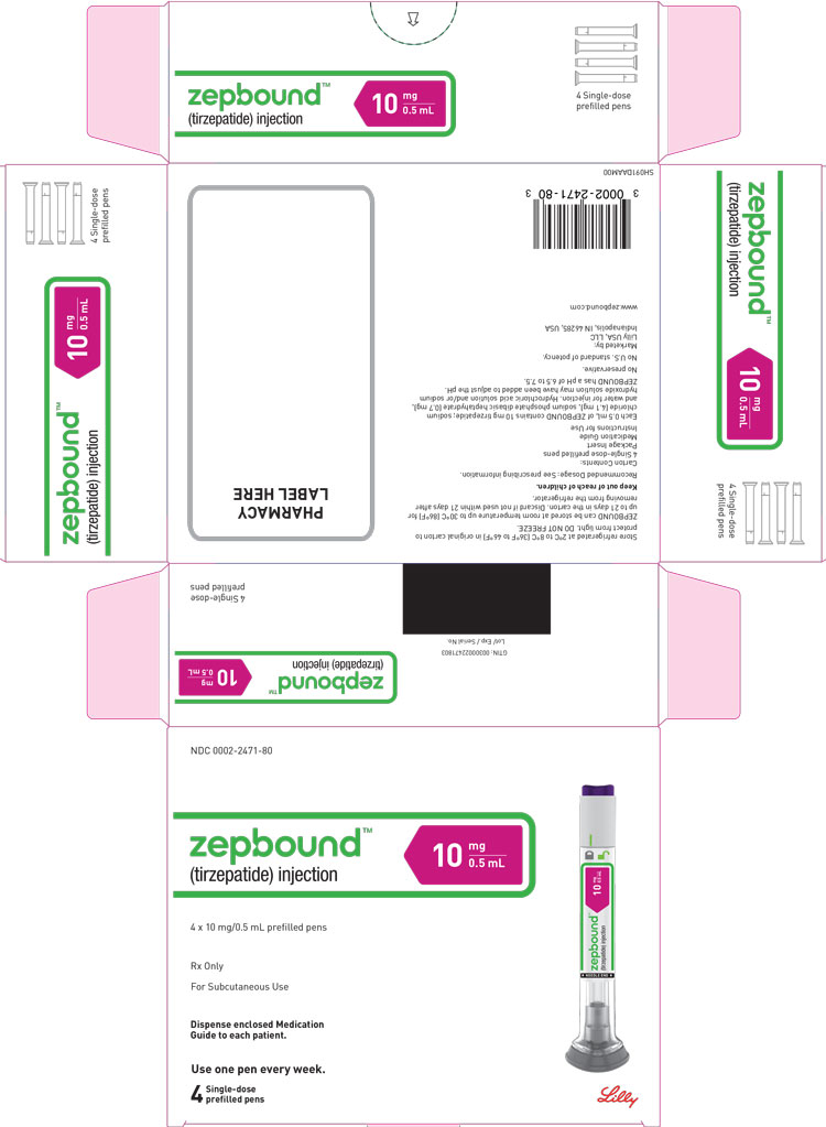 PACKAGE LABEL - Zepbound™, 10 mg/0.5 mL, Carton, 4 Single-Dose Pens
