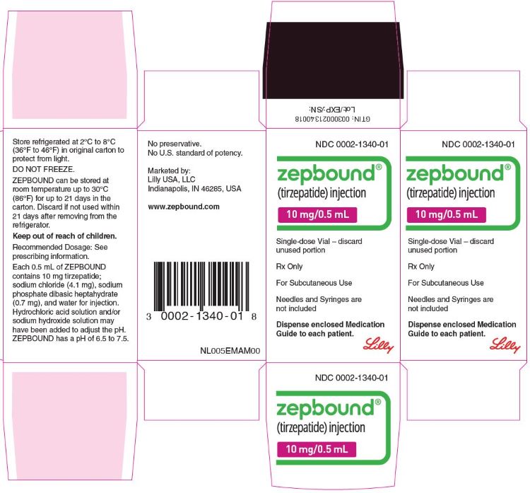 PACKAGE LABEL - Zepbound, 10 mg/0.5 mL, Single-dose Vial
