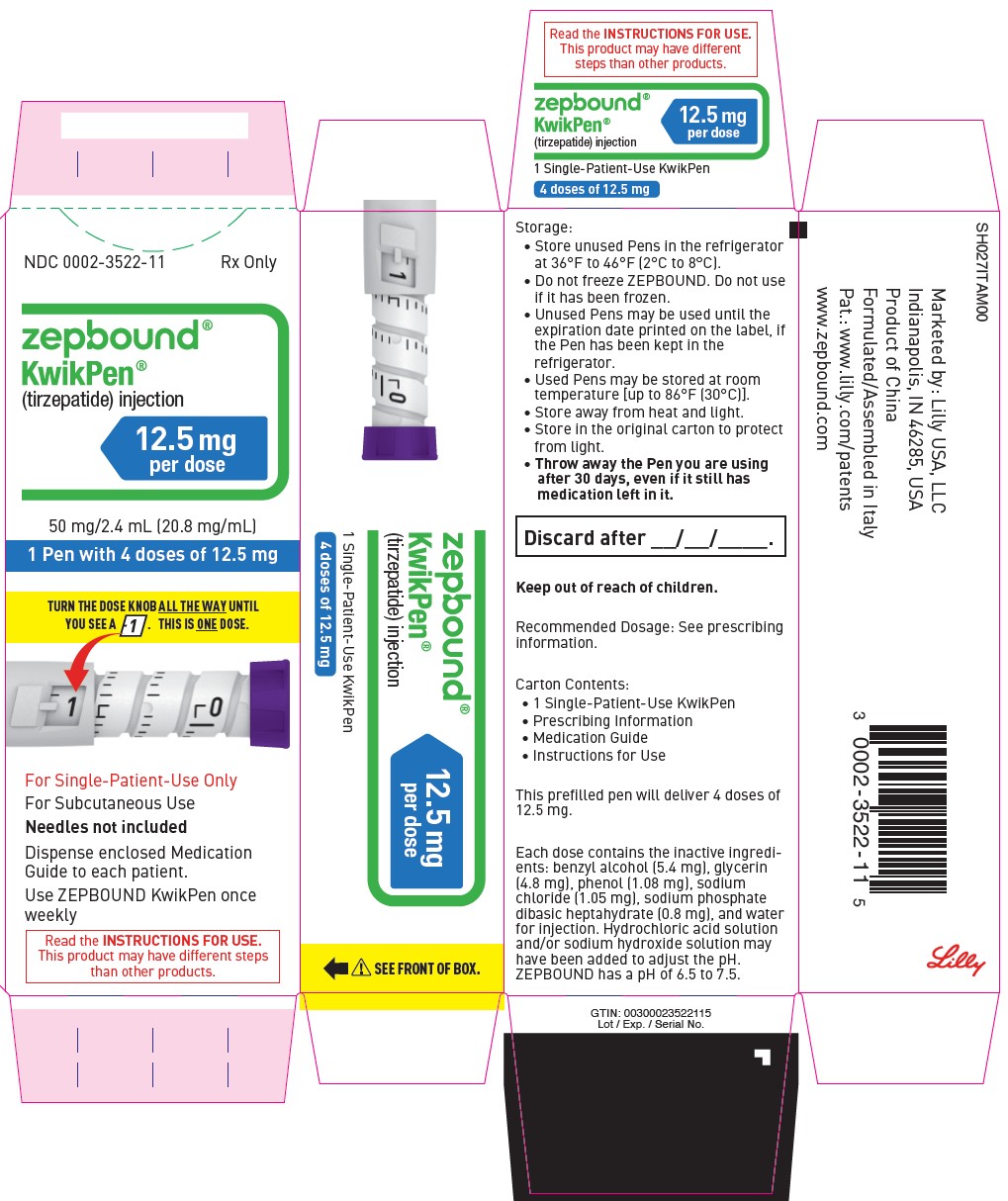 PACKAGE LABEL – ZEPBOUND KwikPen – 12.5 mg per dose (50 mg/2.4 mL [20.8 mg/mL])

