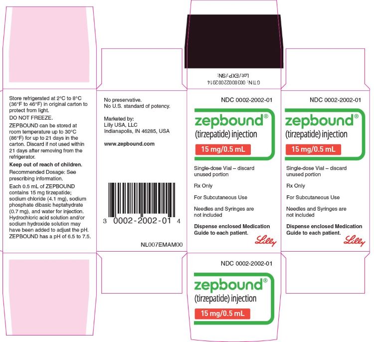 PACKAGE LABEL - Zepbound, 15 mg/0.5 mL, Single-dose Vial
