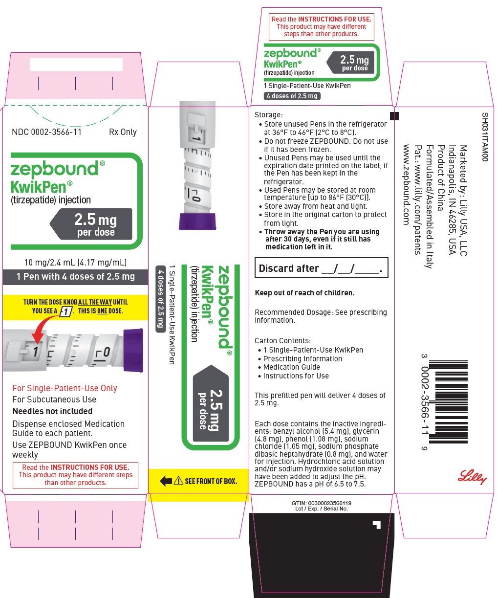 PACKAGE LABEL – ZEPBOUND KwikPen – 2.5 mg per dose (10 mg/2.4 mL [4.17 mg/mL])
