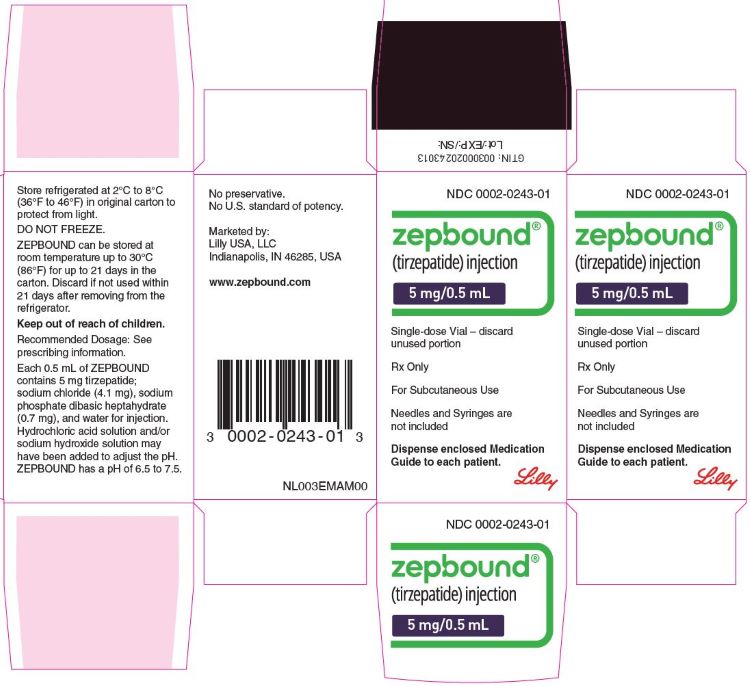 PACKAGE LABEL - Zepbound, 5 mg/0.5 mL, Single-dose Vial
