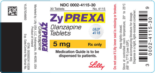 PACKAGE LABEL - ZYPREXA 5 mg tablet, bottle of 30
