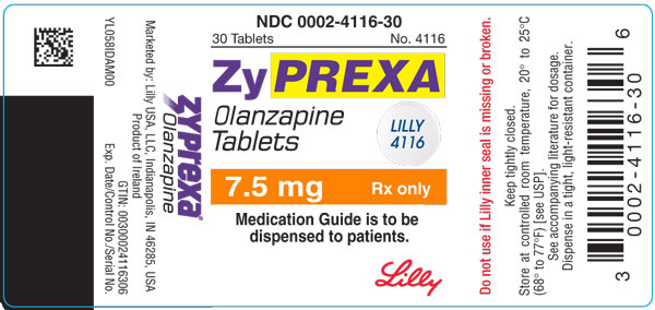 PACKAGE LABEL - ZYPREXA 7.5 mg tablet, bottle of 30
